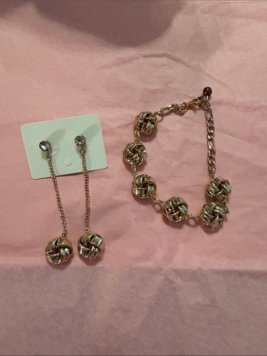 Jewelry - Gold-Tone Knot Drop Earrings and Bracelet Set